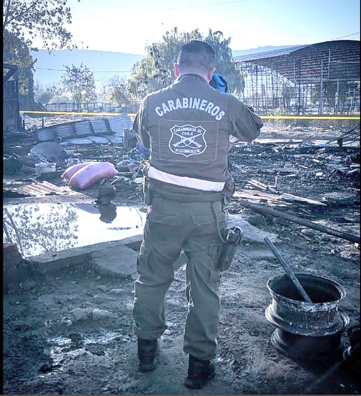 LABOCAR investiga causas de incendio en la comuna de Talca