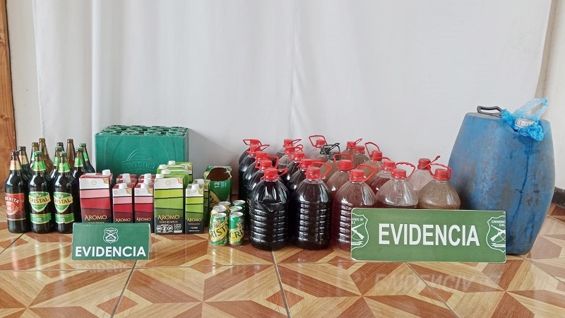Venta clandestina en San Javier y Villa Alegre: Carabineros incautó alcohol y cigarrillos