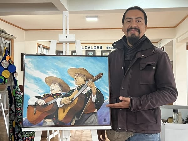 Longaví: Artista Alan Jaque presentó su obra en óleo dedicada a Los Hermanos Campos