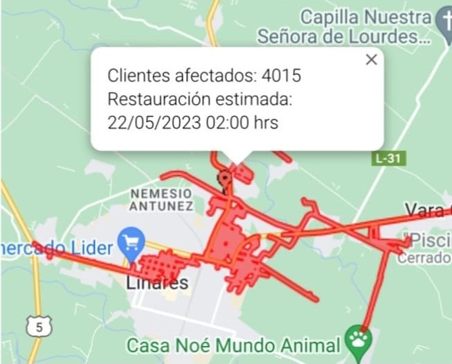 Prolongado corte de luz afectó a sectores urbanos de Linares