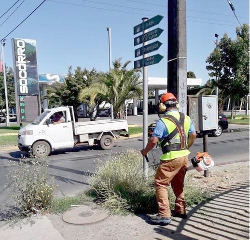 En Linares realizan mantenimiento de áreas de señalización vial 