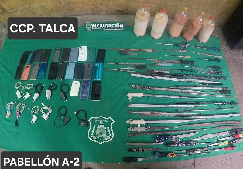 Gendarmería Maule realizó allanamiento en CCP de Talca encontrando importante cantidad de elementos prohibidos