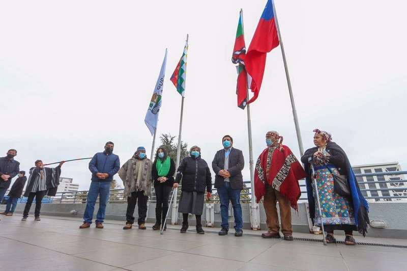 Gobernadora Cristina Bravo rinde homenaje a pueblos originarios con izamiento de banderas
