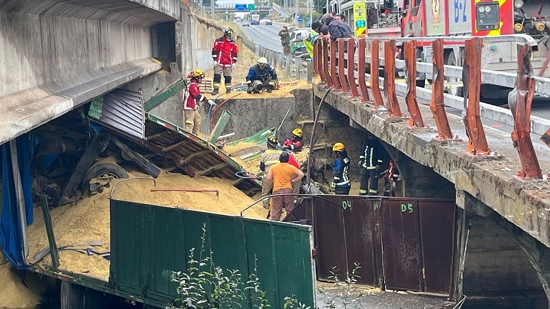 Retiro volcamiento de camión deja 1 muerto en Ruta 5 Sur.