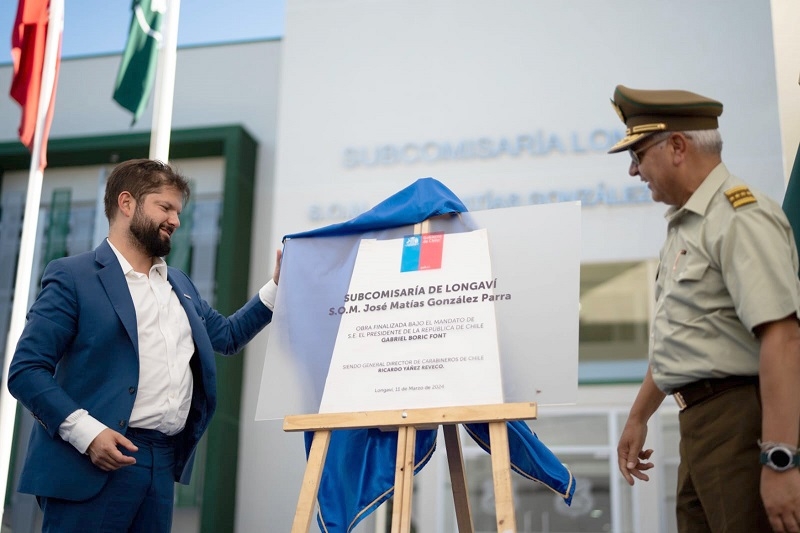 Presidente Gabriel Boric entregó obras de la subcomisaría S.O.M. "José Matías González Parra" de Longaví 