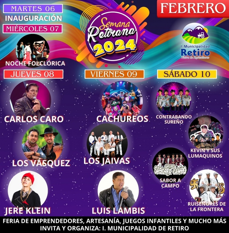 RETIRO ANUNCIA UNA IMPRESIONANTE AGENDA DE ARTISTAS NACIONALES PARA LA SEMANA RETIRANA 2024
