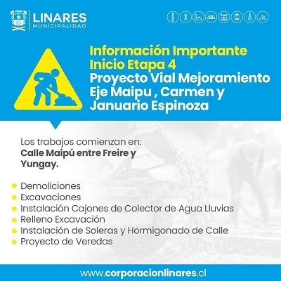 El lunes 25 comienza la cuarta etapa de trabajos del Eje de calle Maipú 