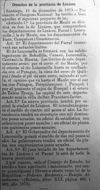 HOY: JAIME GONZÁLEZ COLVILLE ESCRIBRE SOBRE LOS 150 AÑOS DE LA PROVINCIA DE LINARES
